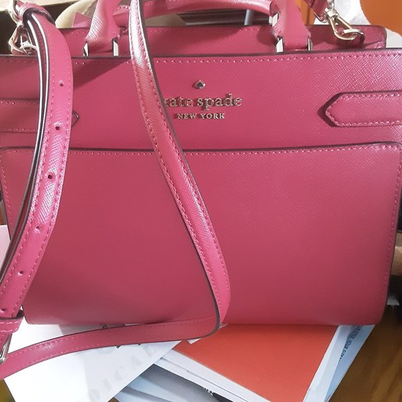 Kate Spade Medium (Staci) Satchel in Pink Ruby with Crossbody strap - Picture 3 of 8